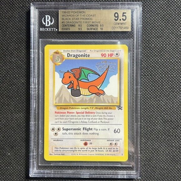 1999 Pokemon Game Black Star Promos #5 DRAGONITE First Movie Quad BGS 9.5+ True - Picture 1 of 3